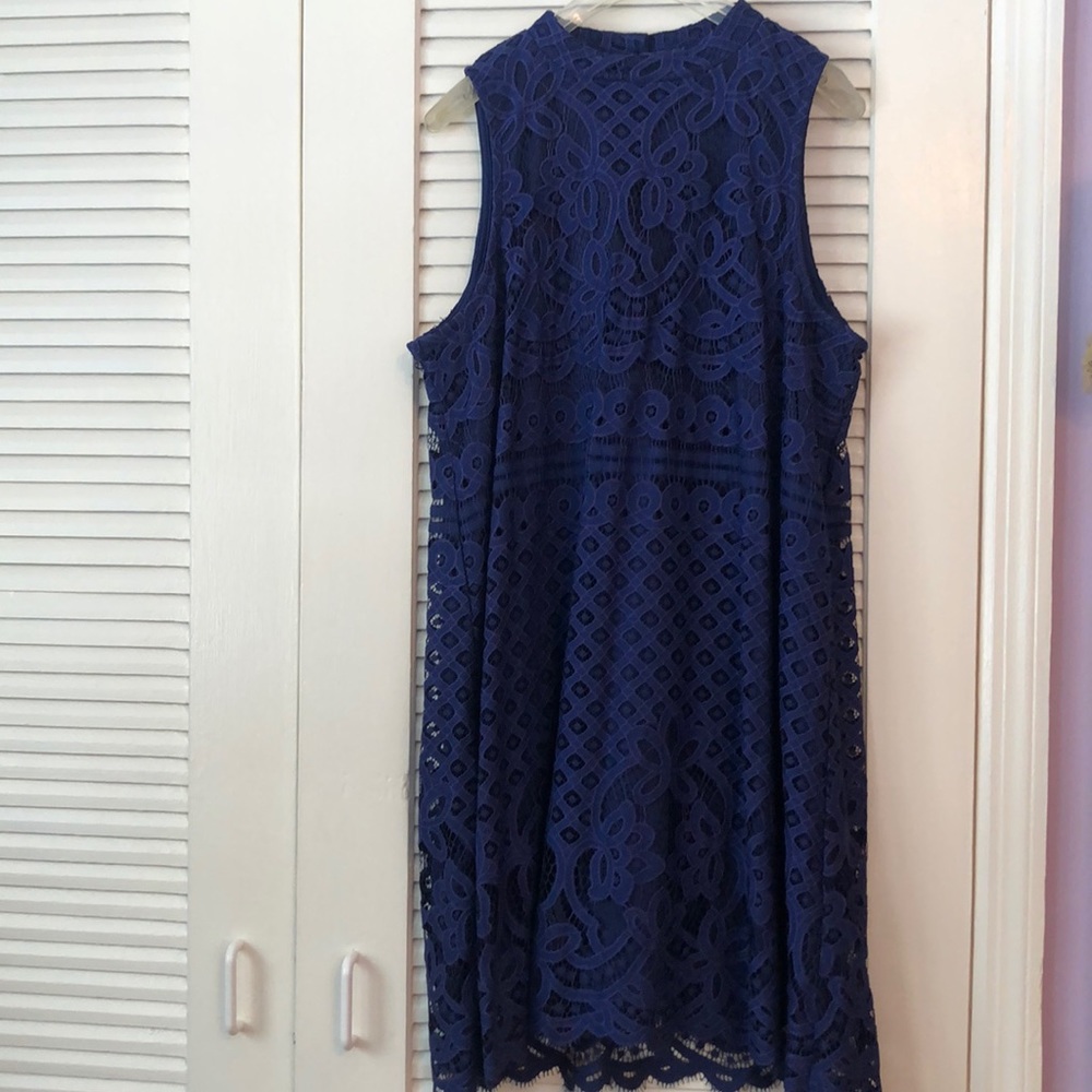Navy blue dress lace overlay